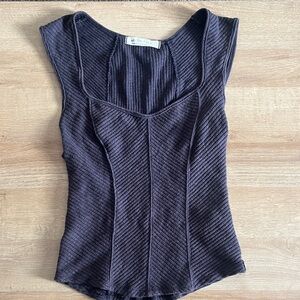 We The Free Black Ribbed Tank Top